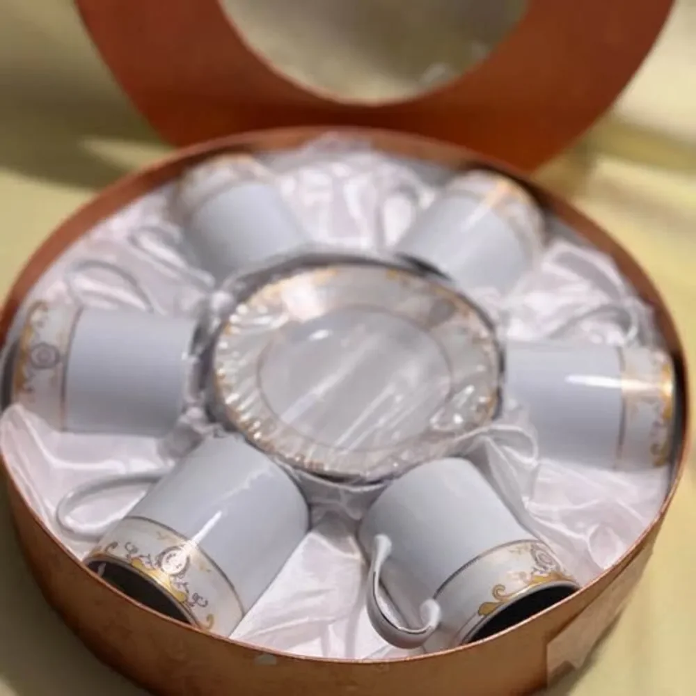 6-Piece Porcelain Espresso Cup and Saucer Set